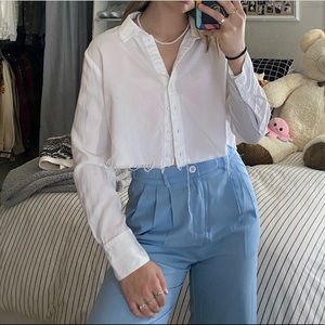 cropped button down